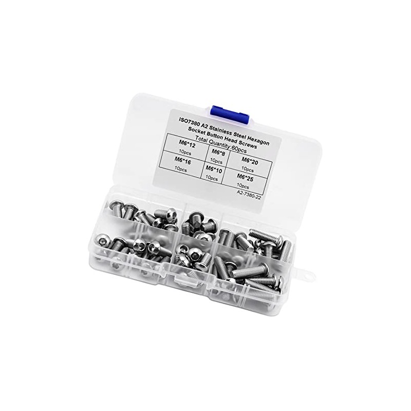 Cabeza Zócalo Tapa Tornillos,60pcs M6 Botón de acero inoxidable Botón