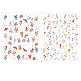 5PCS Colorful Nail Art Stickers, 5D Embossed Floral Nail Decals for DIY Manicure, Self-Adhesive Nail Design Supplies for Women, Summer Tropical Flower Nail Decorations