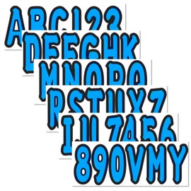 NorthBoat 4 Sets 3" Boat Letters Numbers Stickers Decals Blue Smooth Waterproof Scratch Resistant for Boats Yachts & PWC