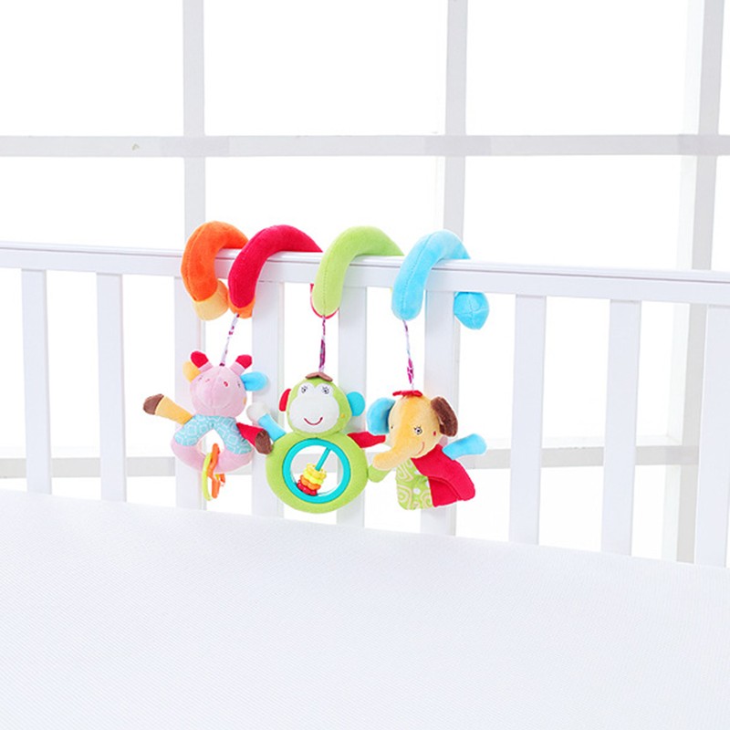 Baby Stroller Spiral Infant Toys Animal Plush Rattle For Stroller