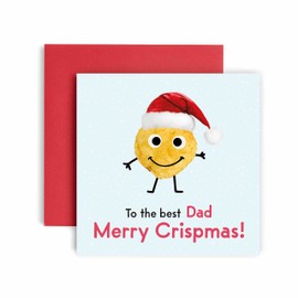 Huxters Merry Crispmas Dad Merry Christmas Card – Funny Dad Card for Christmas – Blank Interior Xmas Card with Recyclable Envelope – Paper Funny Card for Dads (Dad)