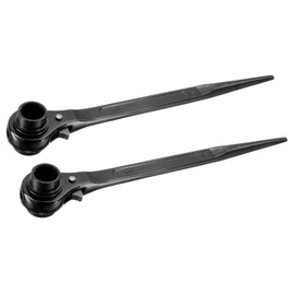 uxcell 22 x 24mm Hexagon Scaffold Podger Ratchet Spanner Ratcheting Socket Wrench Tool (Black) 2pcs