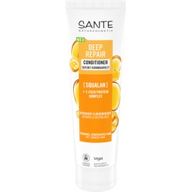 SANTE Naturkosmetik Deep Repair Conditioner Squalan + 3-Fach Protein Komplex, vegane und feuchtigkeitsspendende Pflegespülung für geschmeidiges Haar, Pflege für trockenes, strapaziertes Haar, 150 ml