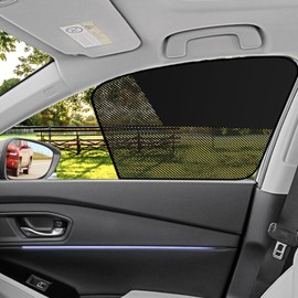 Car Window Shades,Magnetic Single-Deck Side Window Sun Shades with Half Shade, Front Car Window Covers Blocks Heat and UV Rays Glare for Driver (Left and Right for Front)