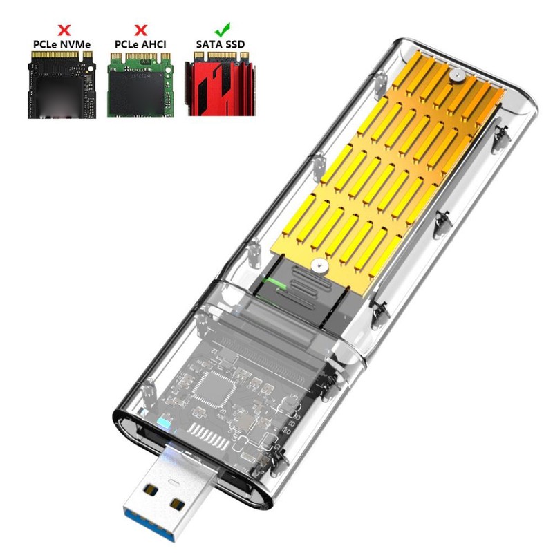 Transparent TYPEC Gen1 SSD Enclosure M.2 NGFF State Hard Drive