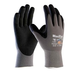 ATG 42-844/10 MaxiFlex Endurance Gloves with AD-APT Technology, Knitted Cuff, Coated Palm, 1.0 mm Palm Thickness, 23 cm Length, Black/Grey, Size 10