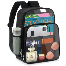 MOMSIV Clear Backpack Stadium Approved, Clear Backpack 16 x 12 x 7 Heavy Duty TPU Transparent Backpack with Wider Shoulder Straps, See Through Backpack for School Concert Sport Events Work Travel