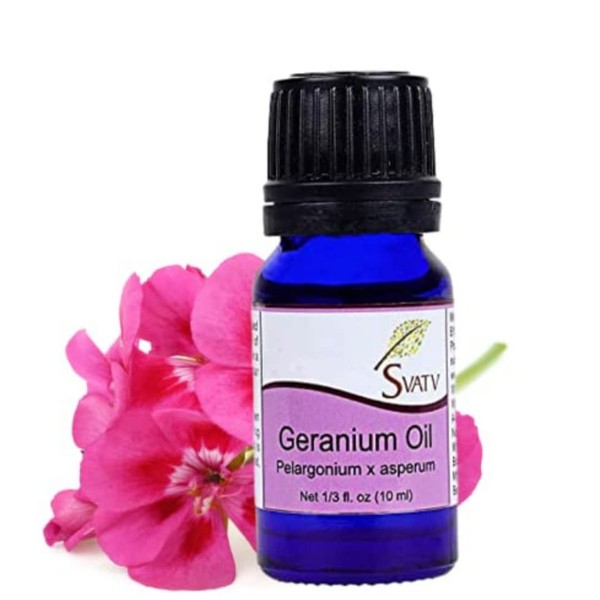 SVATV Geranium Essential Oil Therapeutic Grade Aromatherapy Oils Fragrance Oil for Diffuser Yoga Massage & DIY Personal Care 10 ml