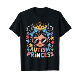 Autism Princess Afro Girls Bow Daughter Autism Awareness T-Shirt