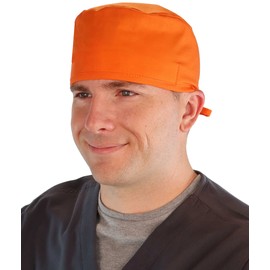 Sparkling EARTH Neon Safety Bright Orange Unisex Classic Surgical Style Scrub Working Cap - 100% Cotton - Made in The USA!