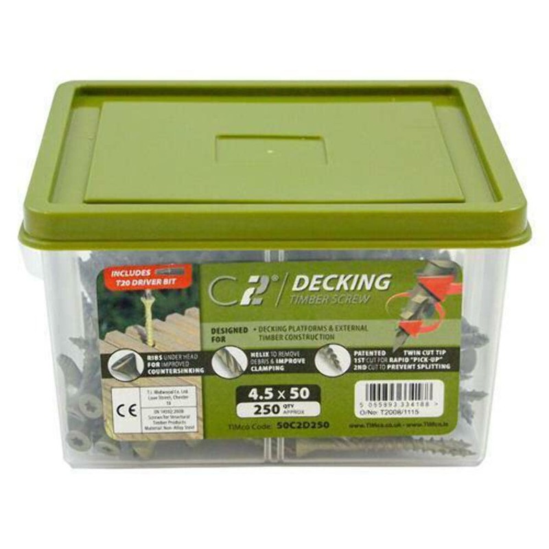 TIMCO C2 Decking Screws TX20 CSK GRN Range - 4.5