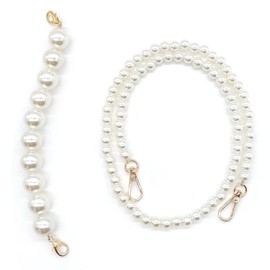 HAOBIN Pack of 2 Pearl Handle Chain Bag Chain Pearl Grain Chain Strap Bag Chain Bag Handle Replacement Bag Chain Decoration Chain Shoulder Strap Chain Replacement Women's Bag Chain