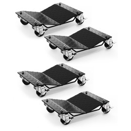 Car Wheel Dolly Set of 4,6000LBS Capacity Heavy Duty Vehicle Mover Dolly with Brakes for Moving Cars, Trucks, Trailers and Motorcycles, Black