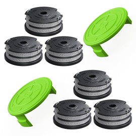 YWTESCH 8 Pack Weed Wacker String Fit for Greenworks String Trimmer, 0.065"-18Ft Dual String Trimmer Line Auto-Feed Weed Eater String Replacement Parts Spool(6-Pack) Cap Cover(2-Pack)