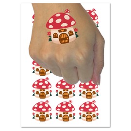 Cute Mushroom Gnome Home Temporary Tattoo Water Resistant Fake Body Art Set Collection - 15 2" Tattoos (1 Sheet)