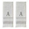 SKL Home Casual Monogram Hand Towel Set, A, 16x26, White