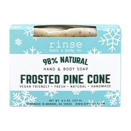 Rinse Bath & Body Frosted Pine Cone Soap - Handmade Pine Cone Scented Castile Soap | Naturally Moisturizing Bar Soap | Shea & Cocoa Butter | Essential Oils | Natural Soap |Vegan | Gluten Free |4.25oz