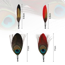 MWOOT Feather Brooch, 4Pcs Peacock Lapel Pins for Wedding Groom Suit, Men Vintage Corsage