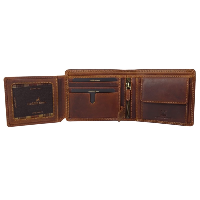 Fregery® Leather Wallet Chain Gift Box Men with RFID Protection
