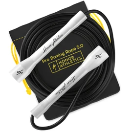 Honor Athletics | Pro Boxing Rope 3.0 | 5.3mm Jump Rope Indoor/Outdoor Adjustable For Boxing | Ultra-Durable, Non-Kinking TPU-PVC blend / Unbreakable Handles | Adjustable TPU-PVC blend | Skipping Rope for Men & Women & Boxer Rope Jump Rope (White Handles