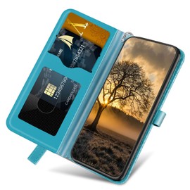 Aimigel Wallet Case for TCL 40 XL 5G with Card Holder/Slot,PU Leather Flip Folio Shell [Magnetic Closure][Wrist Strap][Kickstand] Shockproof Cover Fit TCL 40 XL 5G,Turquoise