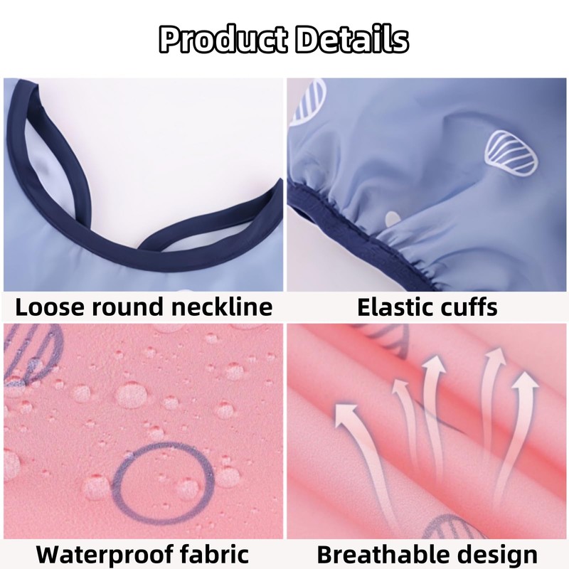 MOTEERLLU Coverall Baby Feeding Bib for Eating,Long Sleeves Bib Attaches