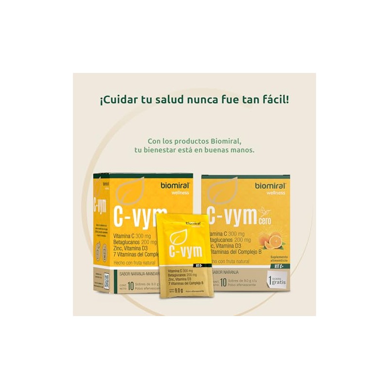 Biomiral C-Vym Vitamina C Efervescente, 11 Sobres