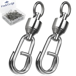 FishTrip Ball Bearing Swivel with Oval Split Rings - 25pcs Snap Swivels Fishing Tackle Saltwater Freshwater (Size 2_50lbs)