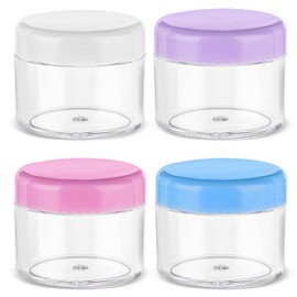 4 Pcs Travel Cream Jars for Toiletries Plastic Cosmetic Jars with Lids Spatula Refillable Makeup Sample Containers 0.7oz Round Travel Leak-proof Jars for Storage Liquid Oils Salves DIY Making