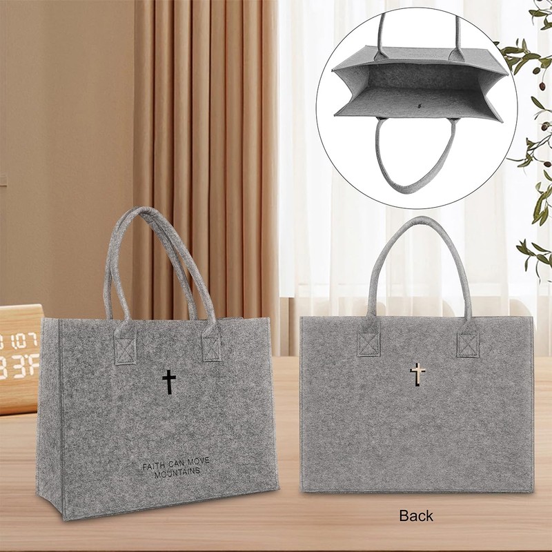 Christian Gift Bible Cover Large Tote Bag Cross Hollow-Out Felt