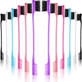 12 cepillos de borde de pelo de doble cara con control de bordes, cepillos de cejas para mujeres y niñas, cepillos de borde de pelo de estilo natural, paquete combinado de 6 colores aleatorios