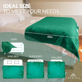 CREW FLX Waterproof Blanket for Bed Queen Size (80"x60") – Reversible Sherpa Throw with Leakproof TPU Layer – Stain-Resistant, Washable Bed Protector with Carry Bag – Green