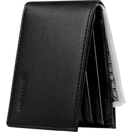 Slim Wallet for Men ID Window with RFID Blocking Front Pocket Minimalist Bifold Bussiness Card Holder  for Men - Color: ID slot black