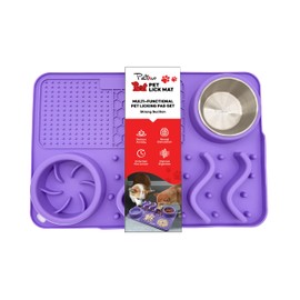 PETXUR - Large Size Dog Slow Feeder Mat, Lick Mat - All in One Slow Feeding Food Bowl, Anxiety Relief, Spillproof, Wet Food, Puzzle mat, Non Toxic Silicone - (Purple)