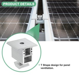 M METERXITY 12-Pack Adjustable Solar Middle Clamps 30-50mm PV Panel Bracket Corrosion-Free Aluminum Middle Clips Mid Clamp for Roof/Wall/Boat/PV System/RVs Solar Panel Mounting Brackets