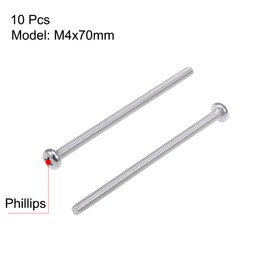 uxcell M4x70mm Machine Screws Pan Phillips Cross Head Screw Fasteners Bolts 10Pcs