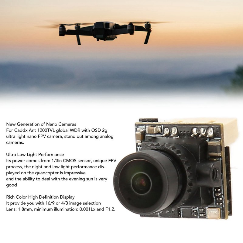 for Caddx Ant Analog FPV Camera 1.8mm 1200TVL 16/9 Global