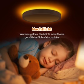 slochi LED Ceiling Light, 15 W 1500 LM Ceiling Light, 1800 K Night Light Warm, 3000 K - 6500 K, Ultra Thin Bedroom Lamp for Bedroom, Living Room, Children's Room, Round White (Without Remote Control)