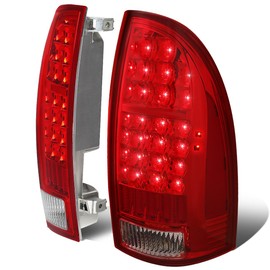 Auto Dynasty Full LED Tail Lights Assembly Compatible with 2005-2015 Toyota Tacoma Driver and Passenger Side, Chrome Housing Red Lens