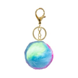 Tabanzhe Pom Pom Keyring-Fluffy Soft Plush Keychain Rainbow Faux Fur Ball Pendant Novelty Key Chain Decoration Accessories for Women Girls Handbag Backpack