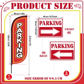 Parking Feather Flag Pole Kit Include 7 ft Banner Flag with Poles 5 Parking Double Sided Signs and 10 Ground Stake for Outside Garden Lawn Business Stores Shops