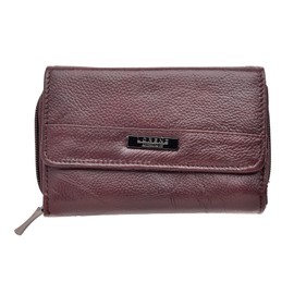 Ladies / Womens Matinee Style Leather Purse with Multiple Compartments - Plum