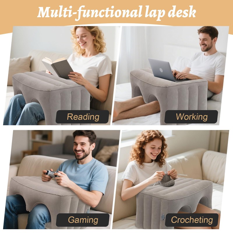 Bloomoja Inflatable Reading Pillow, Laptop Lap Desk with Inflatable Bag,