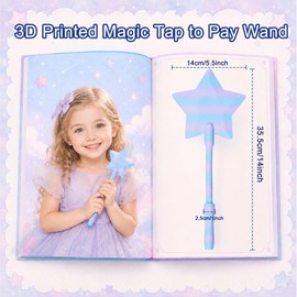 SELVERITH 2Pcs 3D Printed Credit Card Wand Tap to Pay, Magic Fairy Wand Contactless Payment Card Holder, Fun Gifts for Card Payment, Easy Checkout(Blue-Purple and Pink)