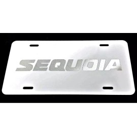 BLVD Toyota Sequoia Car Tag Diamond Etched on White Aluminum License Plate