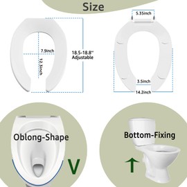 Aünsffer Commercial Toilet Seat Open Front, Public Toilet Seat Elongated 18.5inch, Special for Hospital, Hotel, School, Church, PP Material, B2B Available, 2 Year Support, White