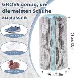 HUHSWOF Pack of 2 shoe wash bags for washing machine, trainers, football boots, clean cleaning and dead end, save energy and time, no injury to shoes, high-quality zip (grey)