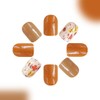 Fall Press on Nails Short Square Fake Nails Flower Glue
