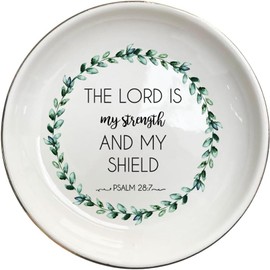 BAT Trang Ceramic Ring Dish, Lord is My Strength and My Shield Psalm 28:7 Scripture Gifts for Women, Bible Gifts, Christian Gifts, Inspirational Bible, Daughter Gifts from Mom, Encouragement Gifts