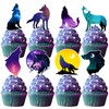 Decoración para cupcakes con diseño de lobo de galaxia para